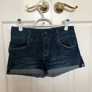 Mid-Rise Dark Wash Jean Shorts